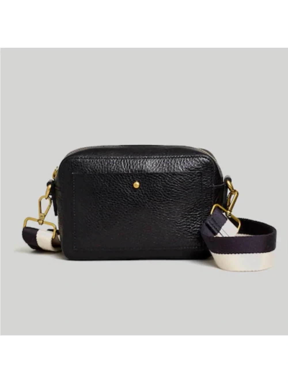 Black Leather Crossbody Bag with Contrast Strap/new with tags